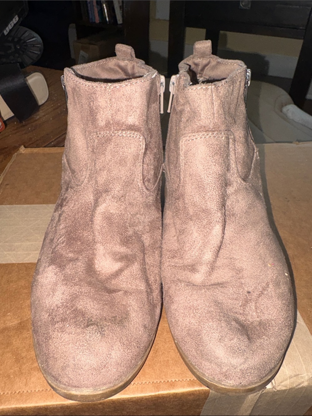Women’s Suede Ankle Boots in Brown - Classic Zip Style
